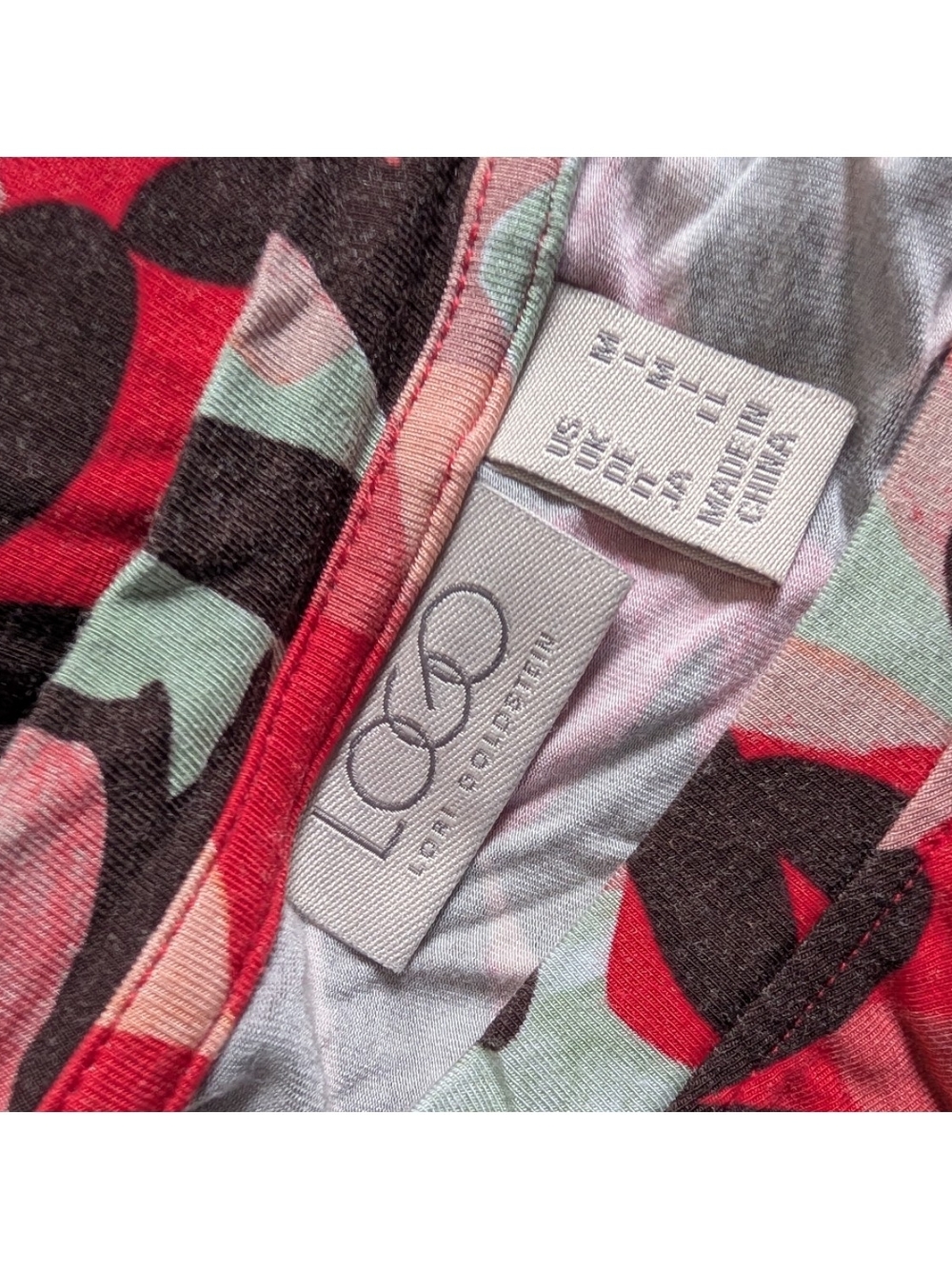 Logo Lori Goldstein Bright Floral Scoop Neck Long Sleeve Blouse Size Medium - Picture 3 of 6